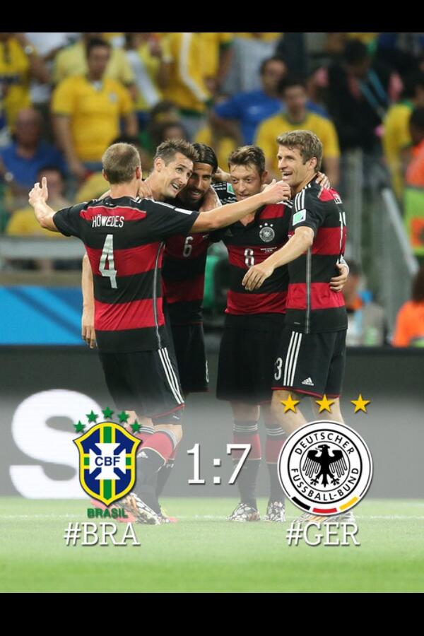هزيمة تاريخية مذلة للبرازيل أمام ألمانيا